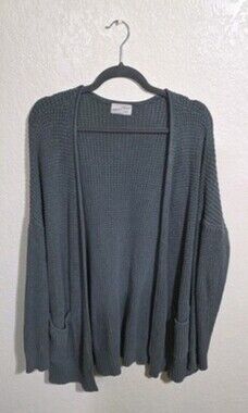 Universal Thread Women's Open-Front Cardigan Sage Green L Pocket Cotton Sweater
